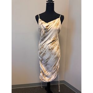 By Together Tan Cream Tie Dye Scrunch Dress | Size Large